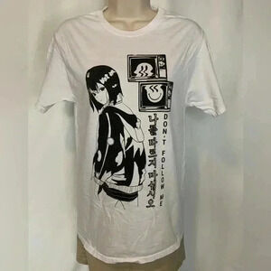 White manga themed, graphic tee, Xs, 100% cotton